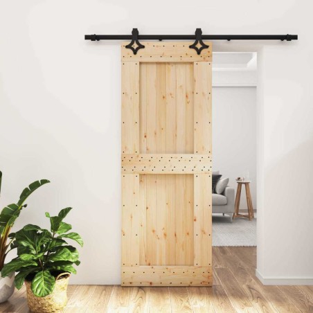 Porte coulissante Naturel et noir 80 x 210 cm 645681645681