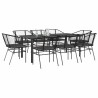 Ensemble à manger de jardin coussins 9pcs noir poly rotin verre 645682645682
