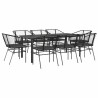 Ensemble à manger de jardin coussins 9pcs noir poly rotin verre 645682645682