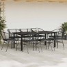 Ensemble à manger de jardin coussins 9pcs noir poly rotin verre 645682645682