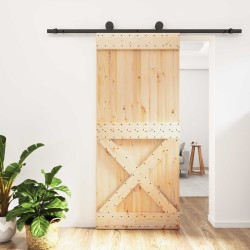 Porte coulissante Naturel et noir 90 x 210 cm 645687645687