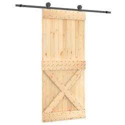 Porte coulissante Naturel et noir 90 x 210 cm 645687645687