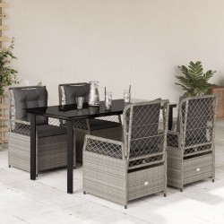 Ensemble à manger de jardin et coussins 5 pcs gris clair rotin 645690645690