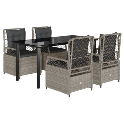 Ensemble à manger de jardin et coussins 5 pcs gris clair rotin 645690645690
