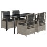 Ensemble à manger de jardin et coussins 5 pcs gris clair rotin 645690645690