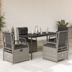 Ensemble à manger de jardin et coussins 5 pcs gris clair rotin 645691645691