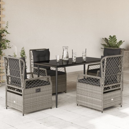 Ensemble à manger de jardin et coussins 5 pcs gris clair rotin 645691645691
