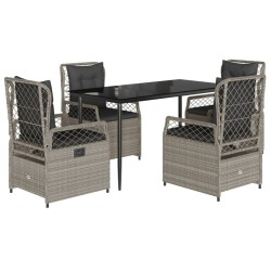 Ensemble à manger de jardin et coussins 5 pcs gris clair rotin 645691645691