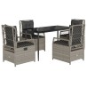 Ensemble à manger de jardin et coussins 5 pcs gris clair rotin 645691645691