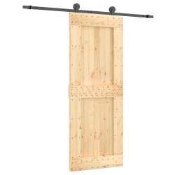 Porte coulissante Naturel et noir 80 x 210 cm 645695645695