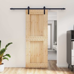 Porte coulissante Naturel et noir 80 x 210 cm 645696645696