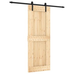Porte coulissante Naturel et noir 80 x 210 cm 645696645696