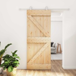 Porte coulissante Naturel et Blanc 85 x 210 cm 645699645699