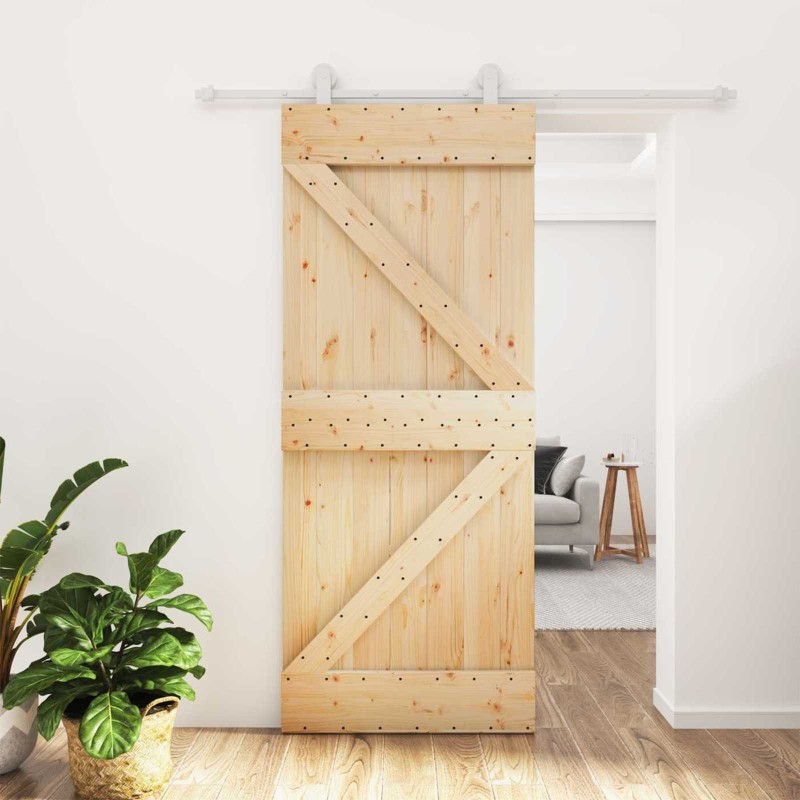 Porte coulissante Naturel et Blanc 85 x 210 cm 645699645699