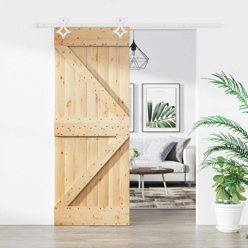 Porte coulissante Naturel et Blanc 85 x 210 cm 645701645701