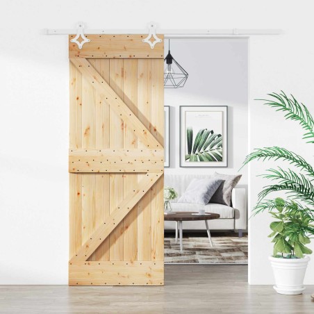 Porte coulissante Naturel et Blanc 85 x 210 cm 645701645701