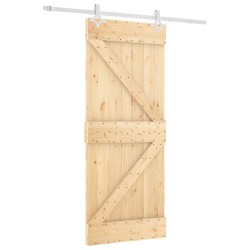Porte coulissante Naturel et Blanc 85 x 210 cm 645701645701