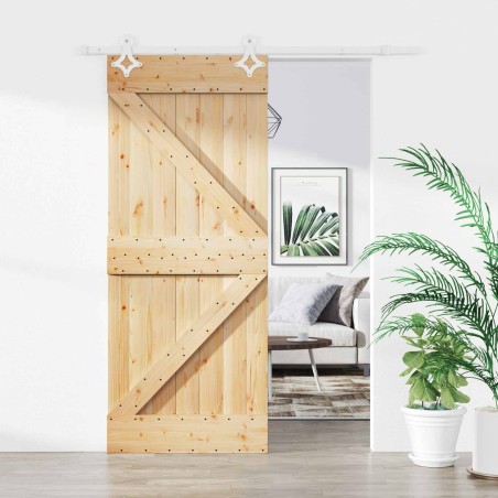 Porte coulissante Naturel et Blanc 85 x 210 cm 645702645702