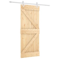 Porte coulissante Naturel et Blanc 85 x 210 cm 645702645702