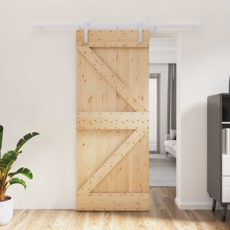 Porte coulissante Naturel et Blanc 85 x 210 cm 645706645706