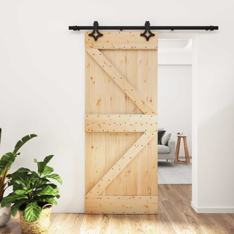 Porte coulissante Naturel et noir 85 x 210 cm 645710645710