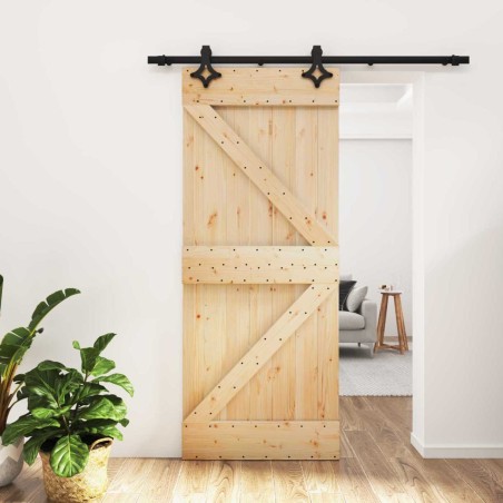 Porte coulissante Naturel et noir 85 x 210 cm 645710645710