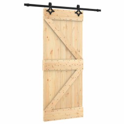 Porte coulissante Naturel et noir 85 x 210 cm 645710645710