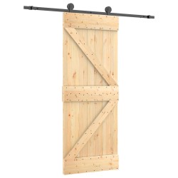Porte coulissante Naturel et noir 85 x 210 cm 645711645711