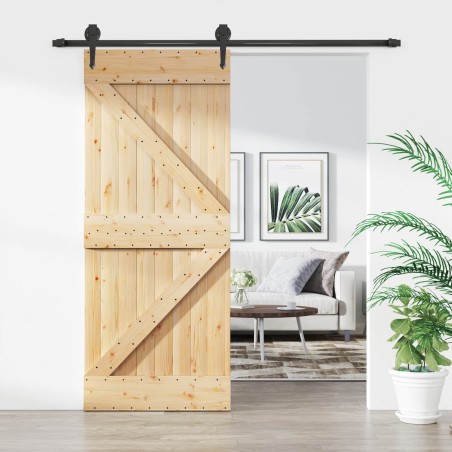 Porte coulissante Naturel et noir 85 x 210 cm 645712645712