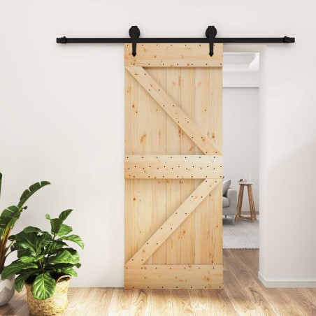Porte coulissante Naturel et noir 85 x 210 cm 645713645713