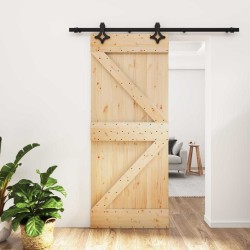 Porte coulissante Naturel et noir 85 x 210 cm 645714645714
