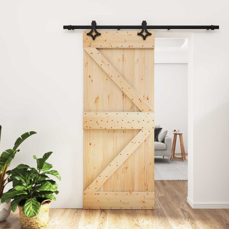 Porte coulissante Naturel et noir 85 x 210 cm 645714645714