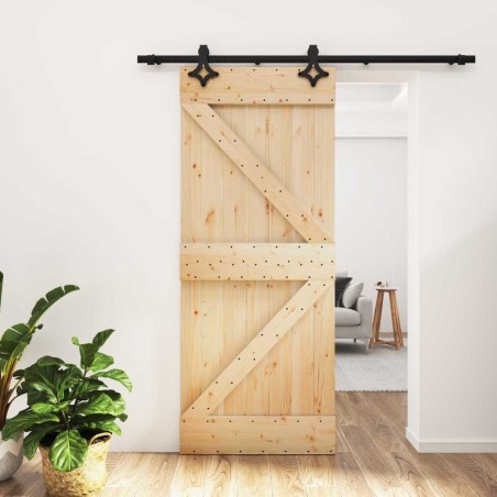Porte coulissante Naturel et noir 85 x 210 cm 645714645714