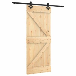 Porte coulissante Naturel et noir 85 x 210 cm 645714645714