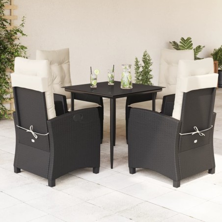 Ensemble à manger de jardin coussins 5pcs Noir Résine tressée 645718645718