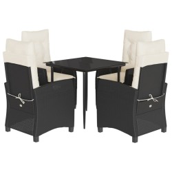 Ensemble à manger de jardin coussins 5pcs Noir Résine tressée 645718645718