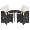 Ensemble à manger de jardin coussins 5pcs Noir Résine tressée 645718645718