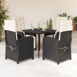 Ensemble à manger de jardin coussins 5pcs Noir Résine tressée 645723645723