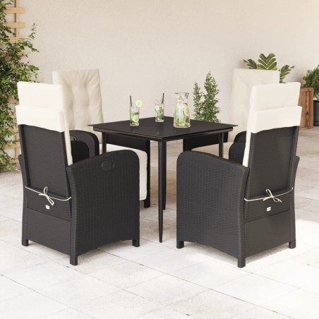 Ensemble à manger de jardin coussins 5pcs Noir Résine tressée 645723645723