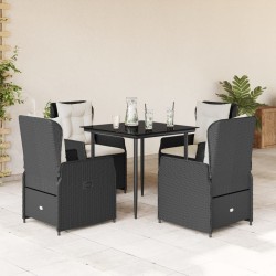 Ensemble à manger de jardin coussins 5pcs Noir Résine tressée 645730645730
