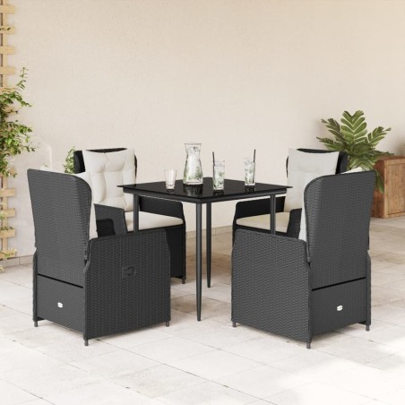 Ensemble à manger de jardin coussins 5pcs Noir Résine tressée 645730645730