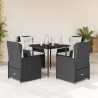 Ensemble à manger de jardin coussins 5pcs Noir Résine tressée 645730645730