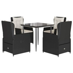 Ensemble à manger de jardin coussins 5pcs Noir Résine tressée 645730645730