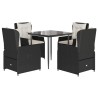 Ensemble à manger de jardin coussins 5pcs Noir Résine tressée 645730645730