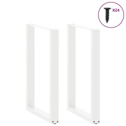 Pieds de table de bar en U 2 pièces Blanc 60 x (90-91) cm Acier 645731645731