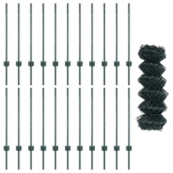 Clôture grillagée avec poteau 25 x 0,8 m Acier galvanisé Vert 645732645732