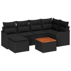 Ensemble de canapé de jardin avec stockage 7 pcs Noir polyrotin 645733645733