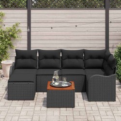 Ensemble de canapé de jardin avec stockage 7 pcs Noir polyrotin 645733645733