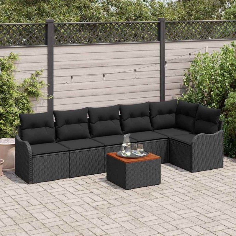 Ensemble de canapé de jardin avec stockage 7 pcs Noir polyrotin 645734645734