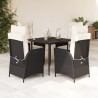 Ensemble à manger de jardin coussins 5pcs Noir Résine tressée 645735645735
